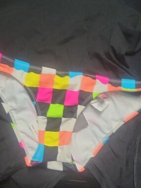 Neon Checkered Bikini Bottoms - Multicolor